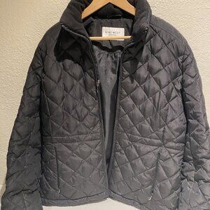 Nine West Women’s  M Black Quilted Puffer Jacket Down Feather Full Zip Classic